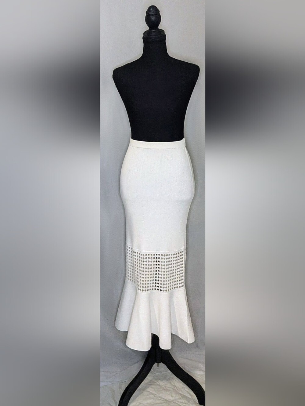 NWT Diane von Furstenberg Georgia Eyelet Sweater Skirt Ivory XS MSRP$398